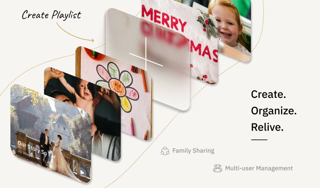Create, organize and share photo playlists in the BLOOMIN8 app